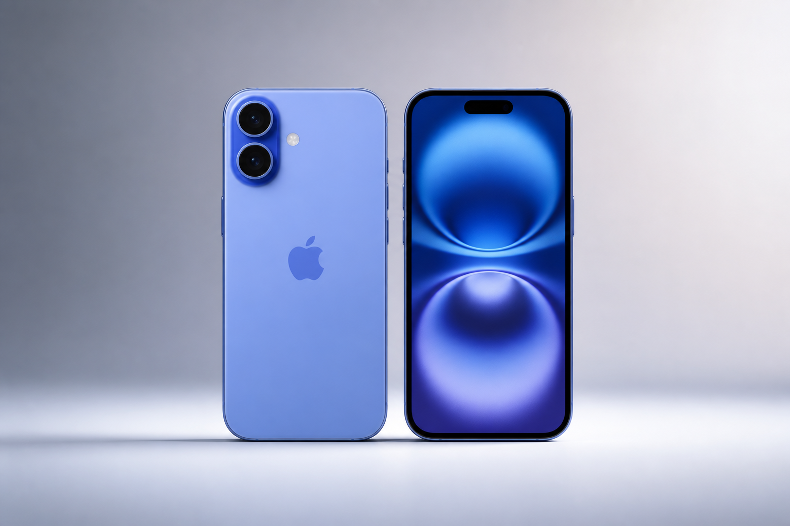 iPhone 16 em vista frontal e traseira