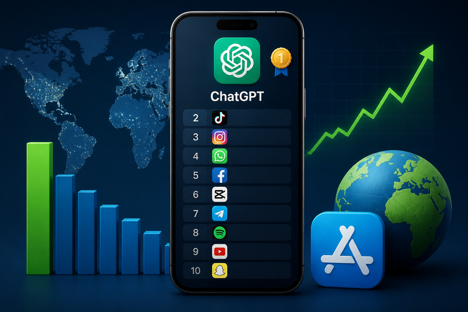 Detalhes sobre Os 10 apps mais baixados no mundo em maio de 2026: ChatGPT lidera com grande