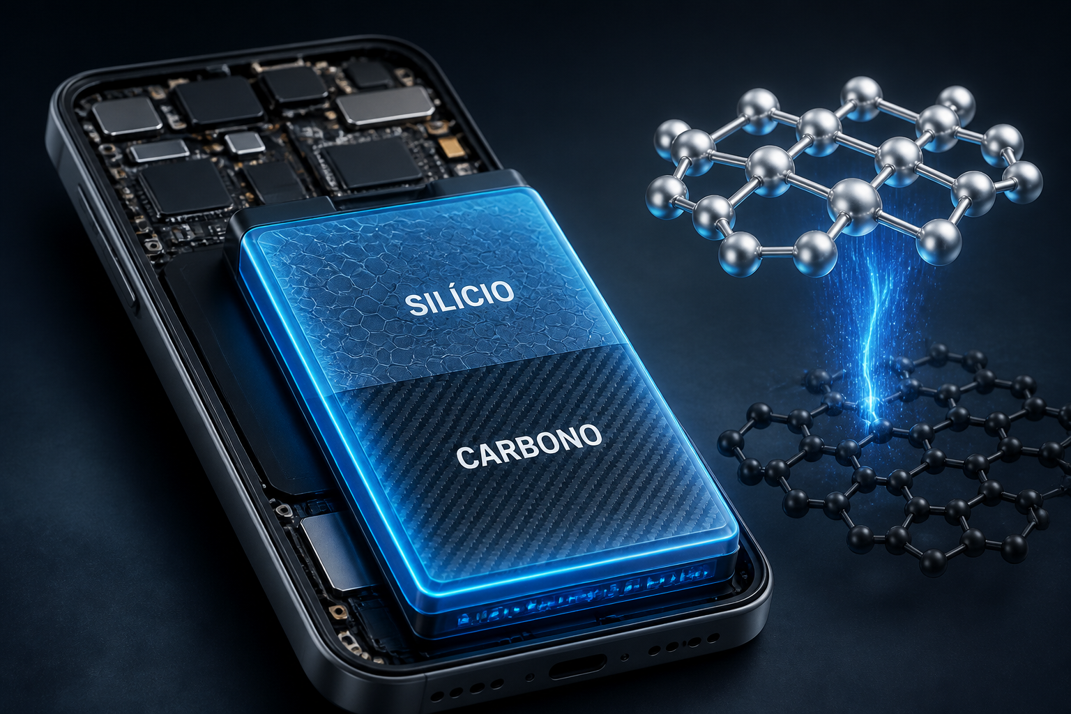 Bateria de Silício-Carbono: O Que É e Por Que Revoluciona os Smartphones em 2026 Imagem destacada sobre Bateria de Silício-Carbono: O Que É e Por Que Revoluciona os Smartphones em 2026