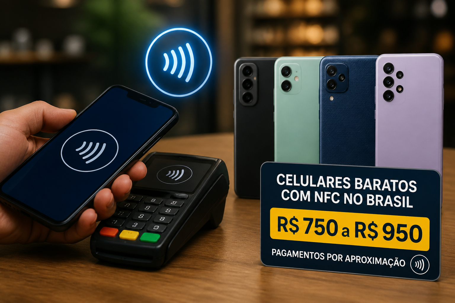 Celulares baratos com NFC no Brasil: opções entre R$ 750 e R$ 950 para pagamentos por aproximação Imagem destacada sobre Celulares baratos com NFC no Brasil: opções entre R$ 750 e R$ 950 pagamentos