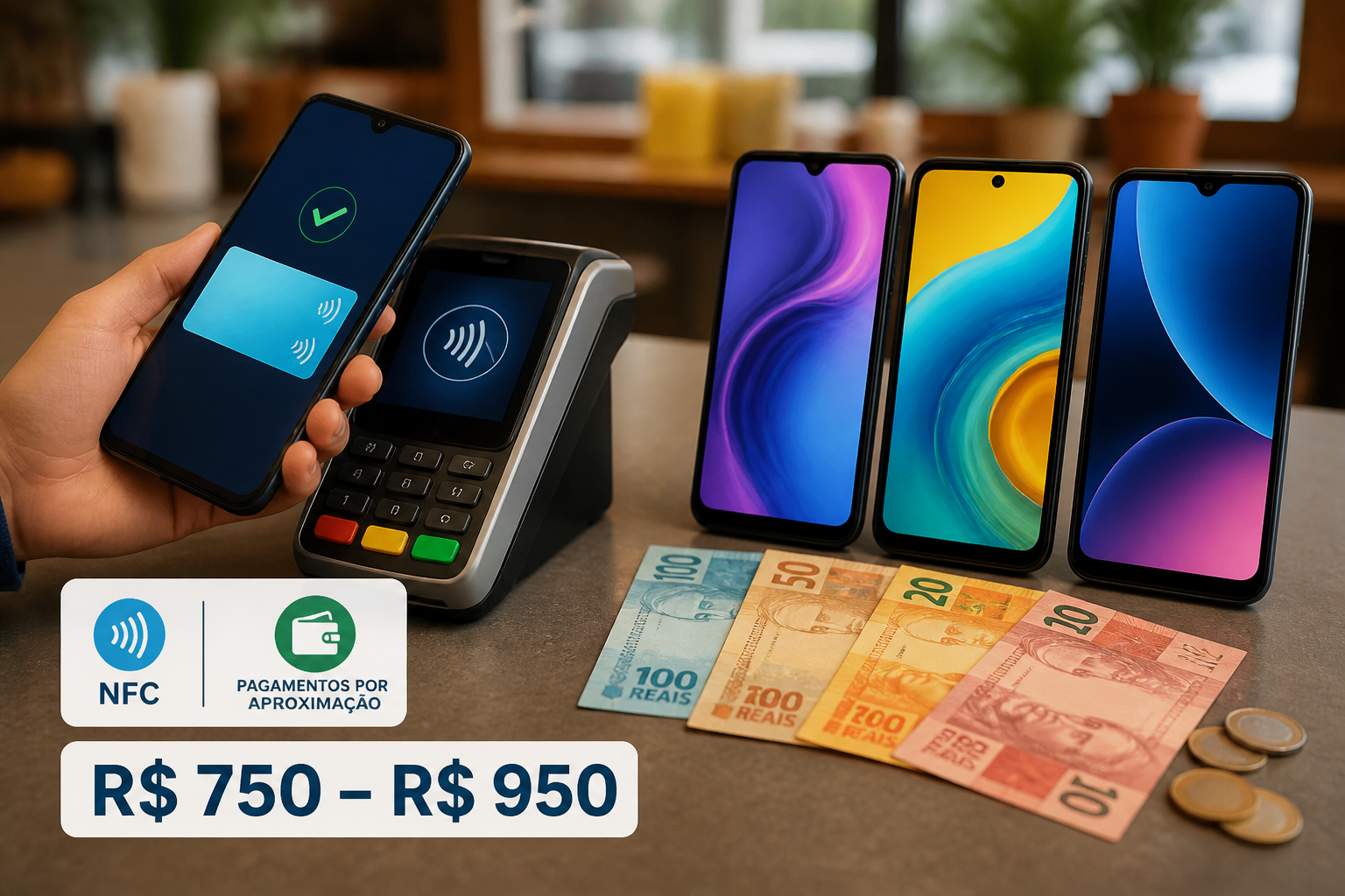Celulares baratos com NFC no Brasil: opções entre R$ 750 e R$ 950 pagamentos aplicado a smartphones