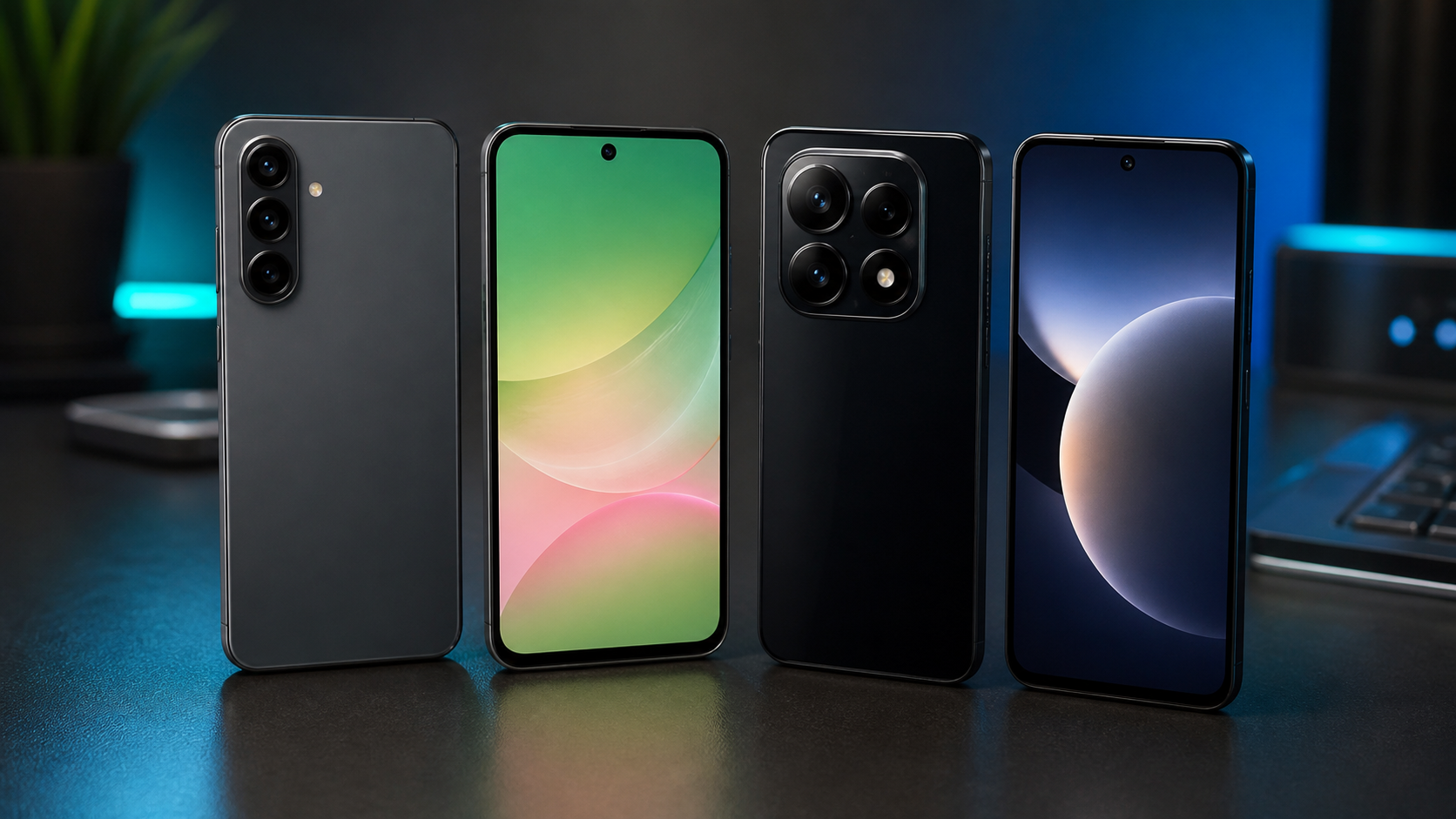 Imagem original realista comparando Galaxy A56 e Redmi Note 14