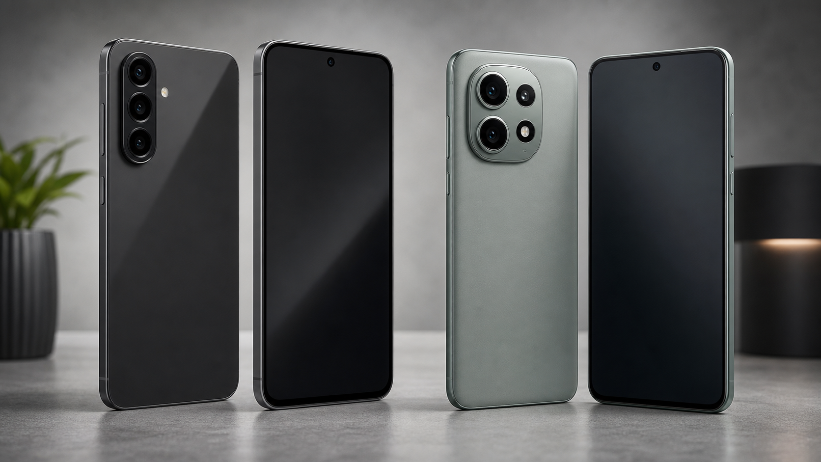 Imagem realista sem logos comparando Galaxy A56 e Moto G86