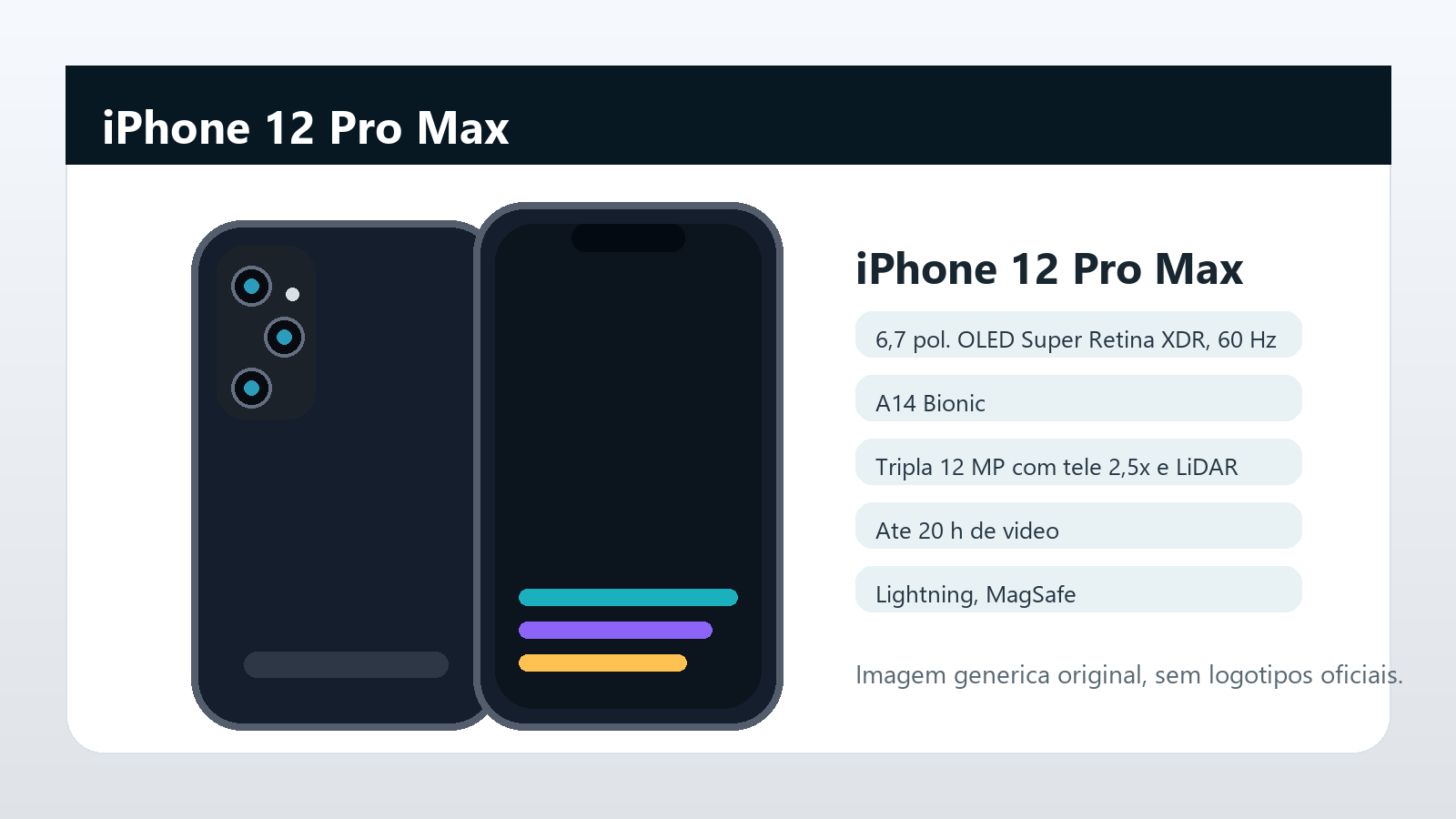 iPhone 12 Pro Max em imagem generica Imagem generica do iPhone 12 Pro Max para comparativo de iPhone