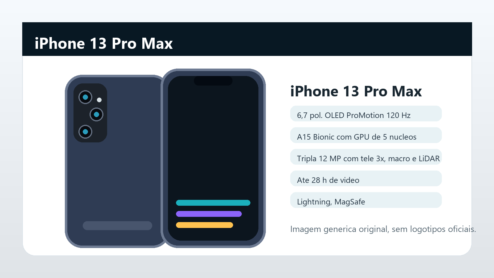 iPhone 13 Pro Max em imagem generica Imagem generica do iPhone 13 Pro Max para comparativo de iPhone