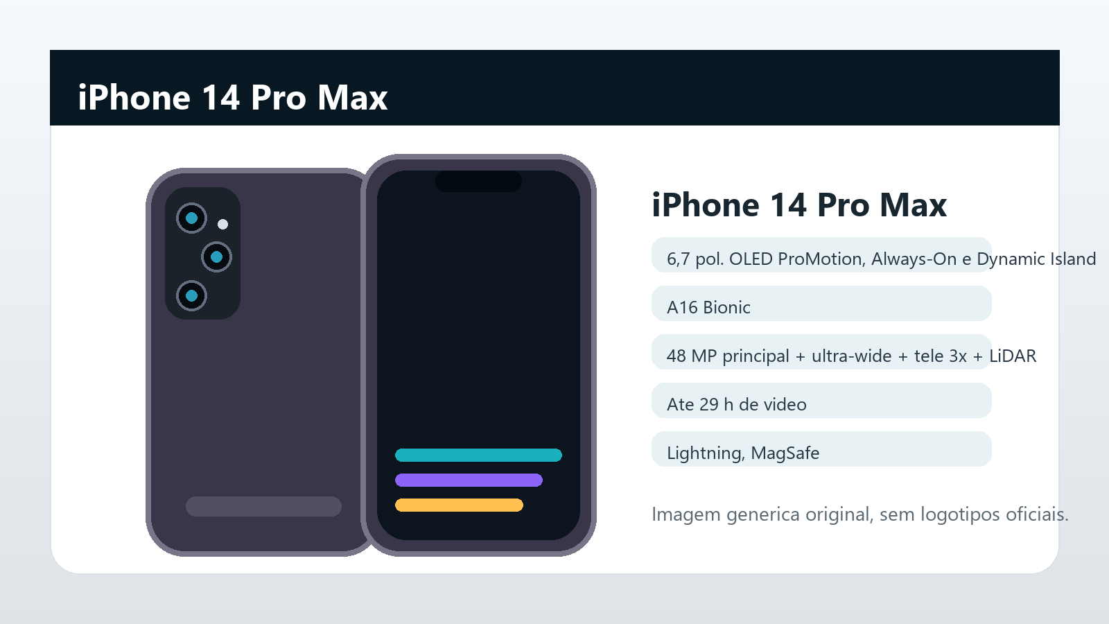 iPhone 14 Pro Max em imagem generica Imagem generica do iPhone 14 Pro Max para comparativo de iPhone