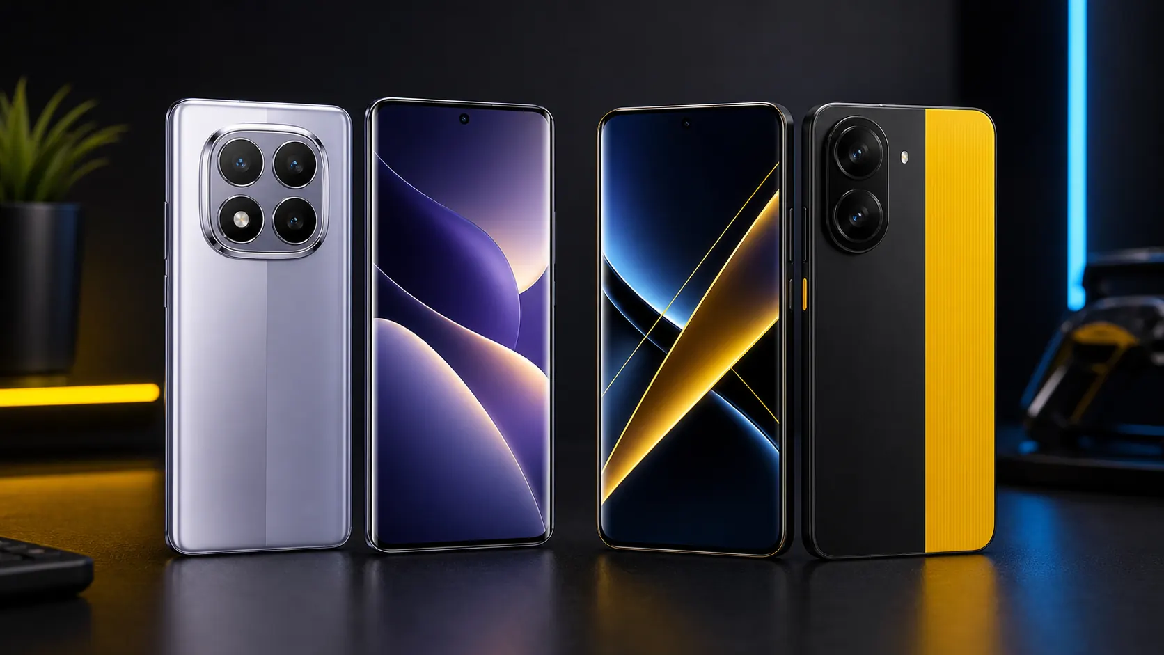 Imagem original realista comparando Redmi Note 14 Pro e POCO X7 Pro sem logos oficiais