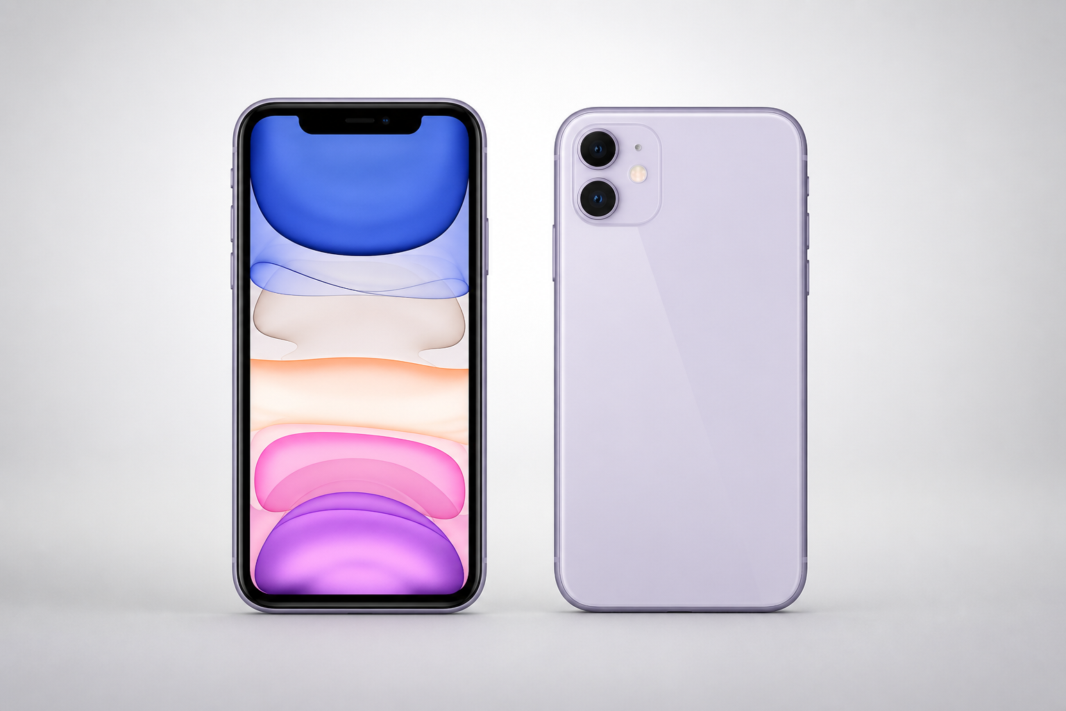iPhone 11 em vista frontal e traseira