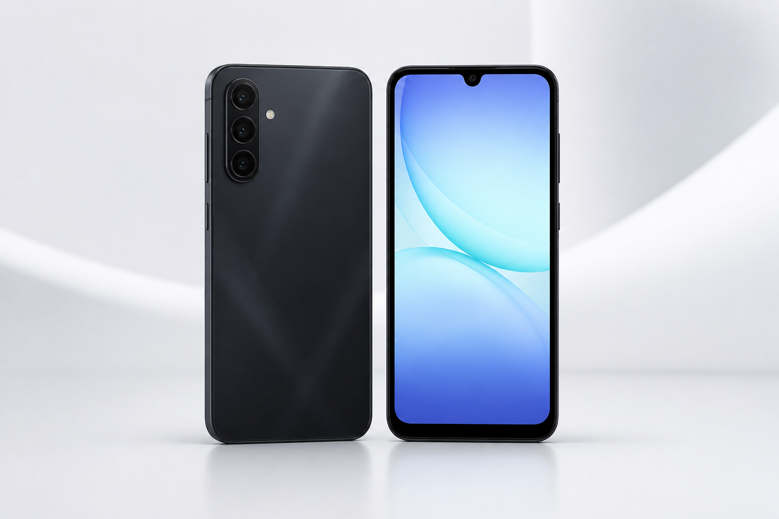 Galaxy A17 em vista frontal e traseira