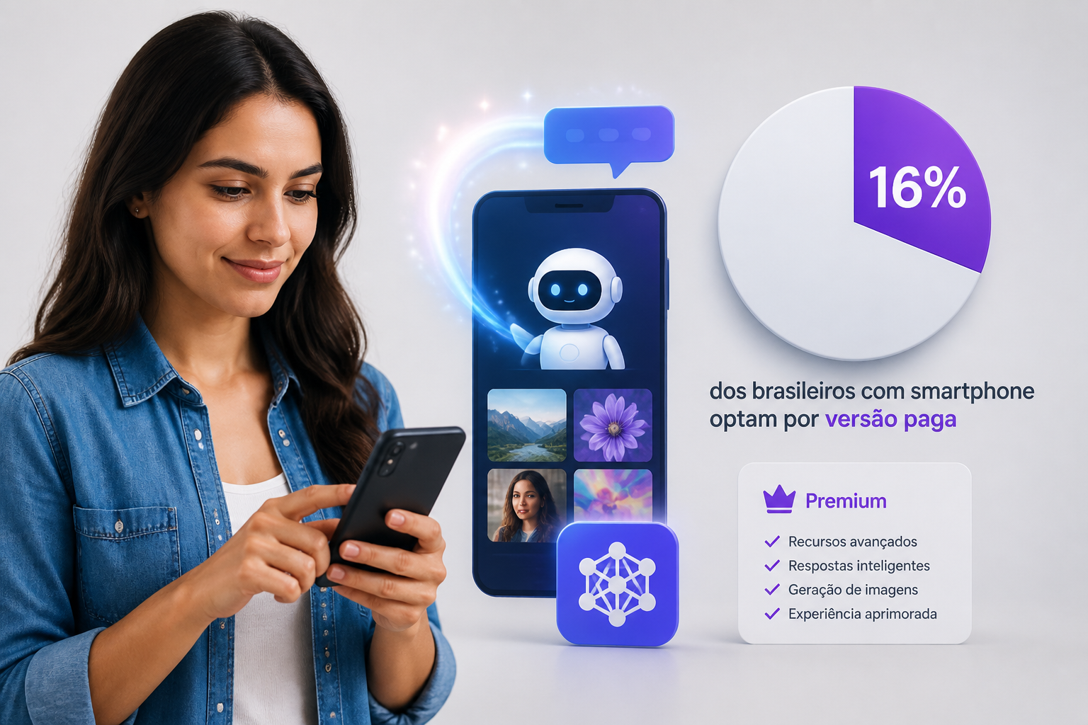 Detalhes sobre IA generativa: 16% dos brasileiros com smartphone optam por versão paga