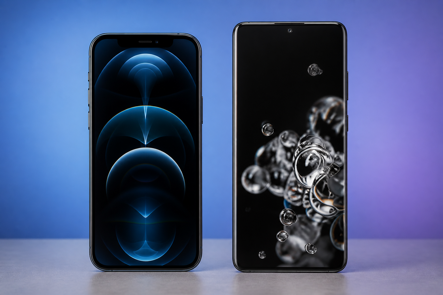 Tela do iPhone 12 Pro Max comparada com tela do Samsung Galaxy S20 Ultra