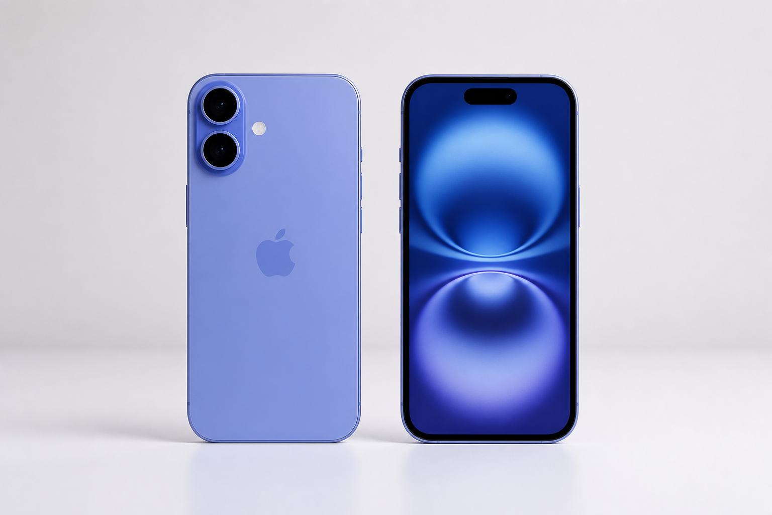 iPhone 16 em vista frontal e traseira