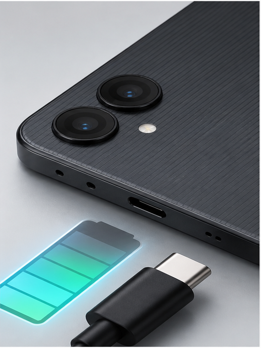 Detalhe de camera e carregamento USB-C do Samsung Galaxy A06 em artigo de melhor celular barato