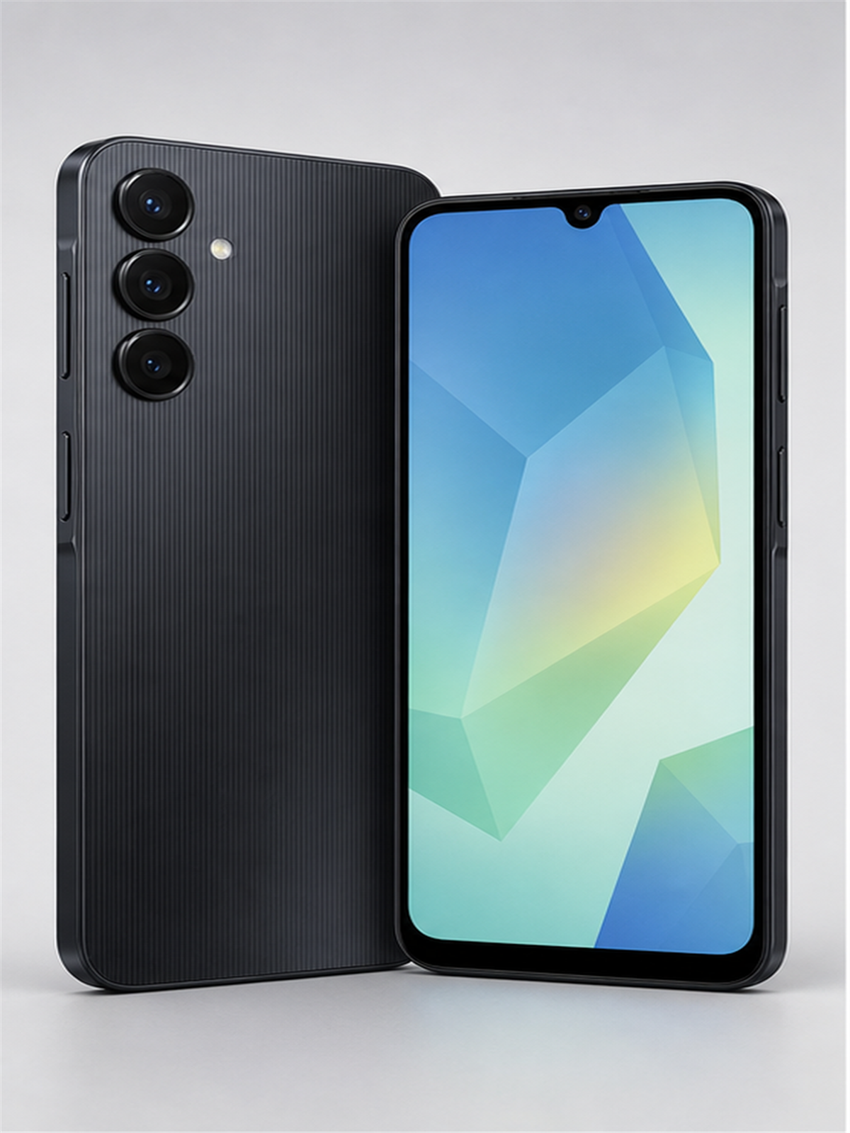 Samsung Galaxy A16 5G sem logo em vista frontal e traseira para guia de celular ate R$ 1.500