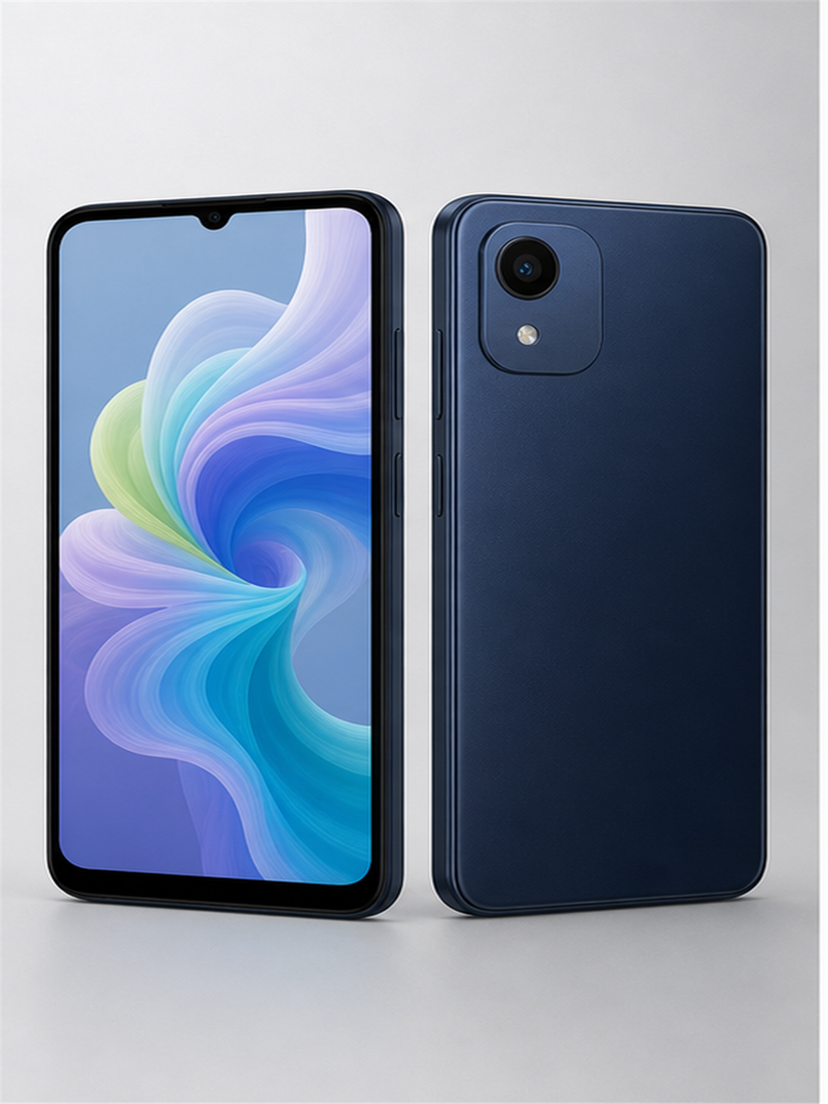 Moto G04s sem logo em vista frontal e traseira para guia de celular ate R$ 800