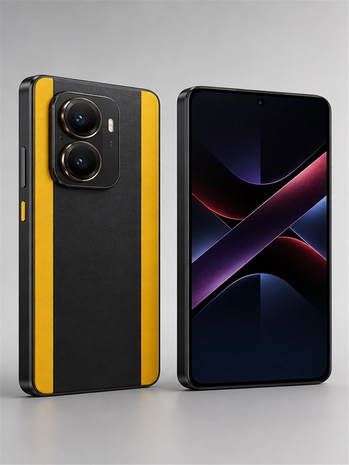 POCO X7 Pro sem logo em vista frontal e traseira para artigo de celular ate R$ 2.000