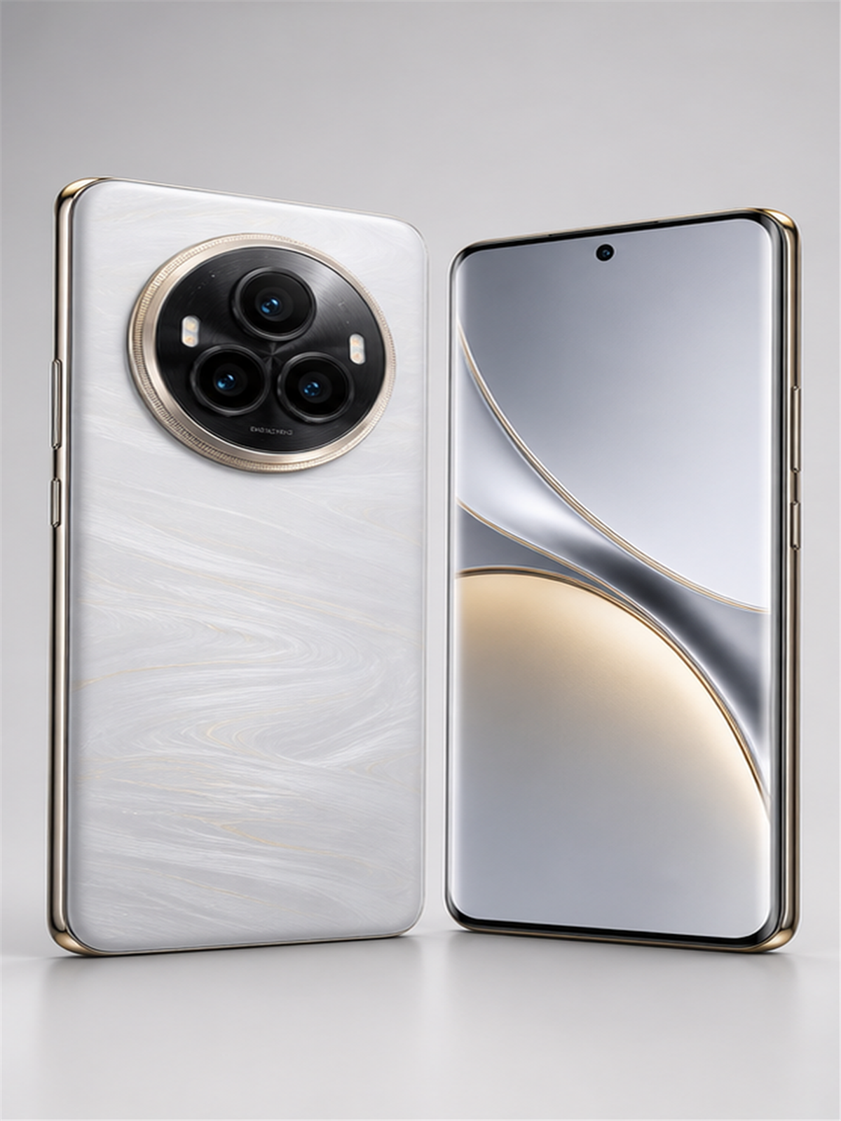 Realme 14 Pro Plus sem logo em vista frontal e traseira para artigo de celular ate R$ 2.000