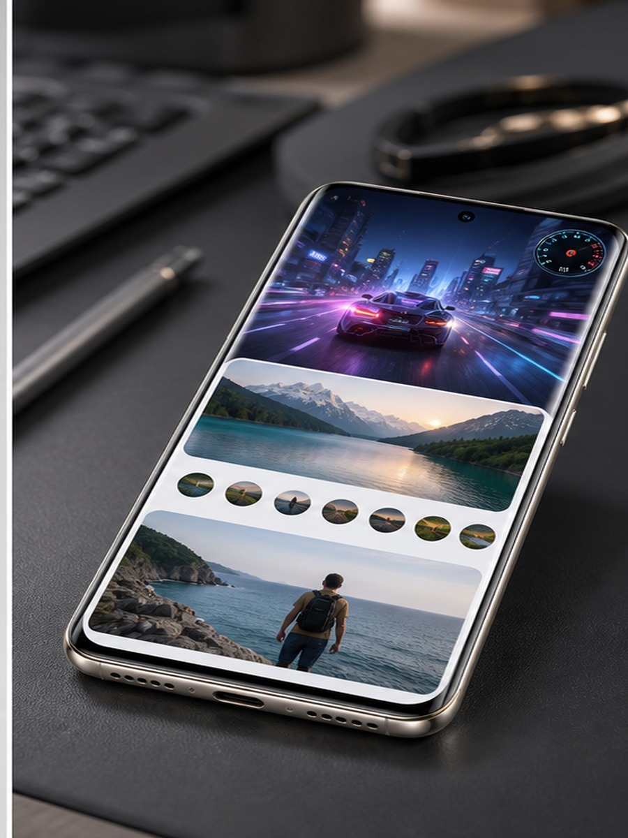 Realme 14 Pro Plus com tela OLED 120 Hz exibindo jogo e galeria no guia ate R$ 2.000
