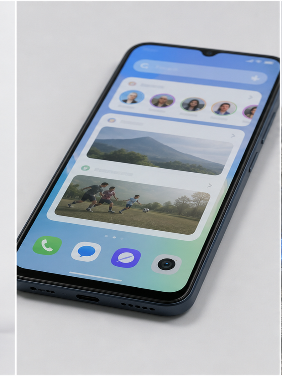 Tela do Realme Note 60 com apps de uso diario em celular barato e resistente