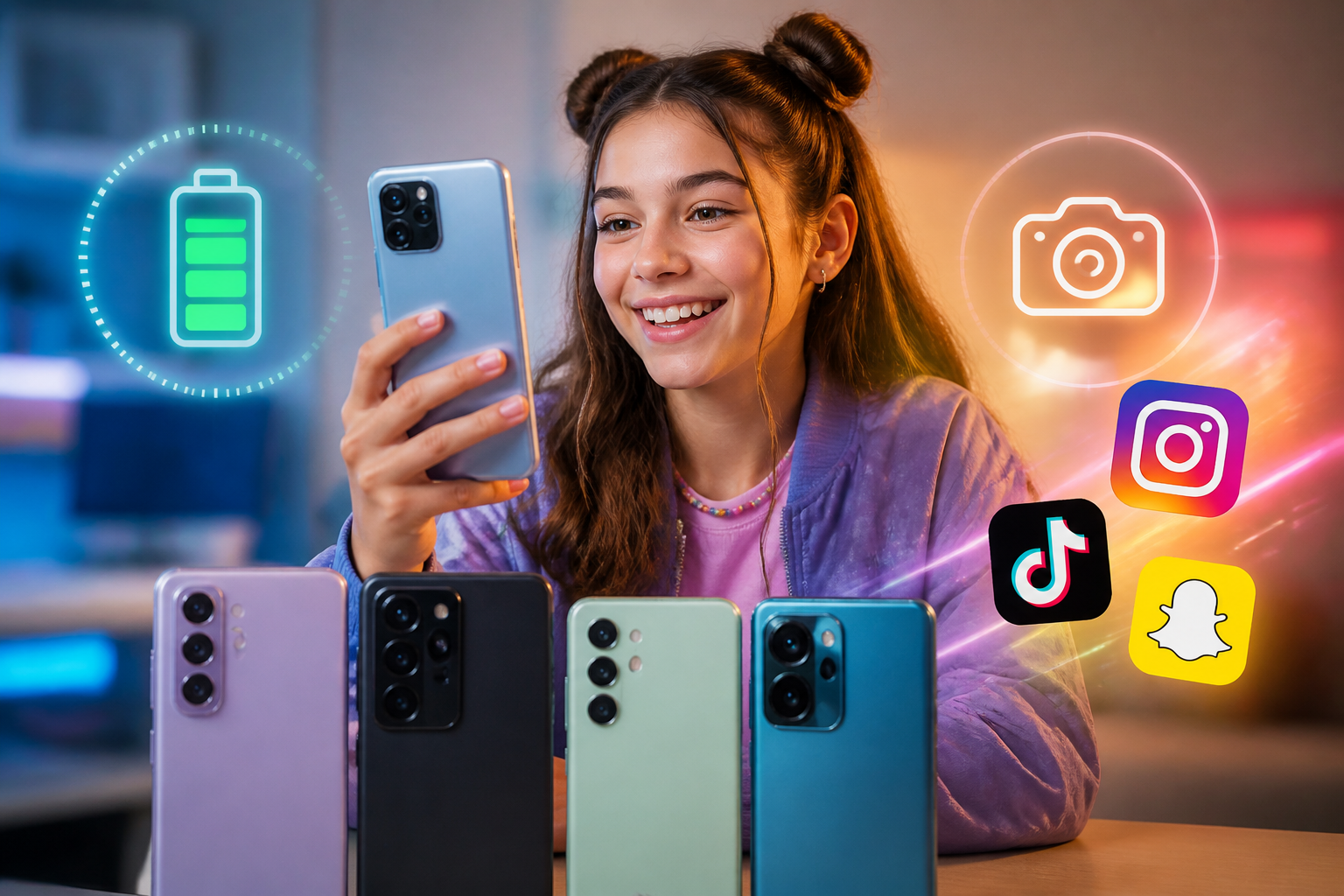 Os melhores celulares para adolescentes em 2026: bateria durável, câmeras para redes sociais e preços acessíveis Imagem destacada sobre Os melhores celulares adolescentes em 2026: bateria durável, câmeras redes