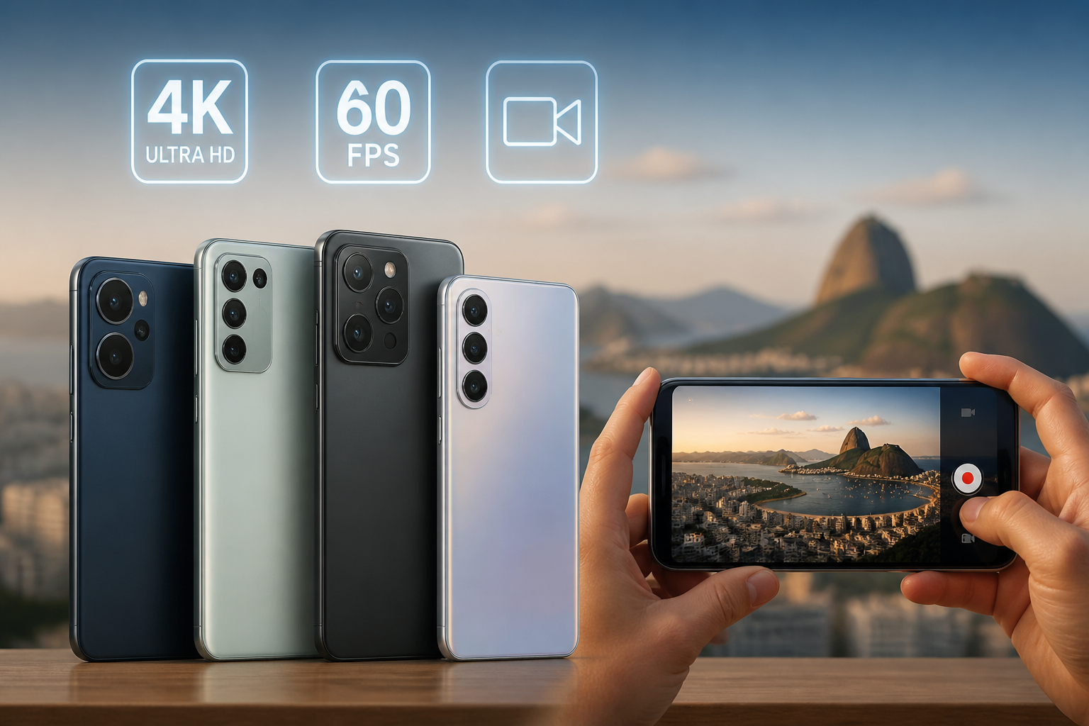 Imagem destacada sobre Os Melhores Celulares Intermediários Gravação em 4K a 60 fps em 2026
