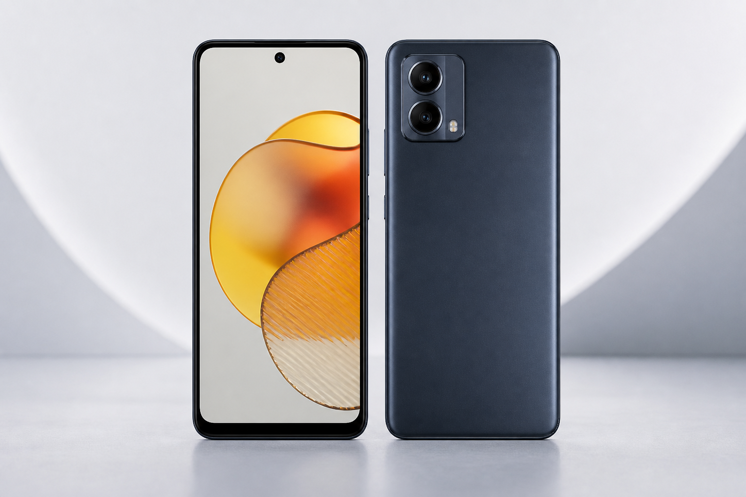 Moto G73 em vista frontal e traseira