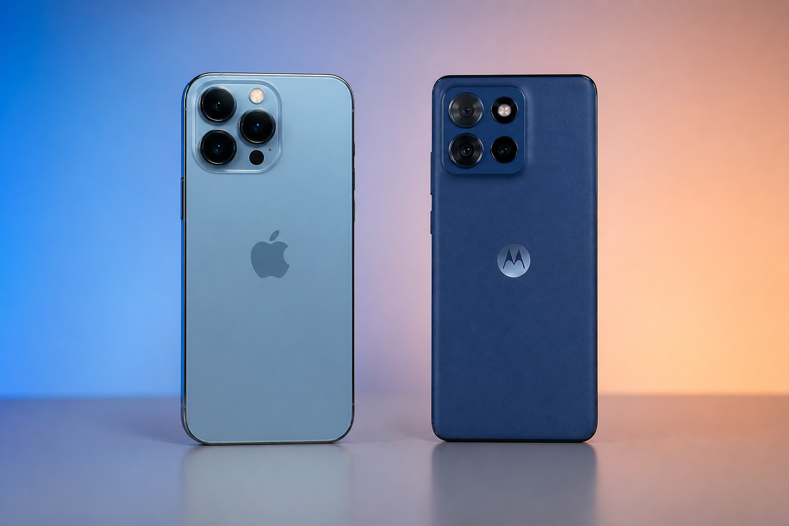 Design e cameras do iPhone 13 Pro Max comparados ao Motorola Edge 70 Fusion