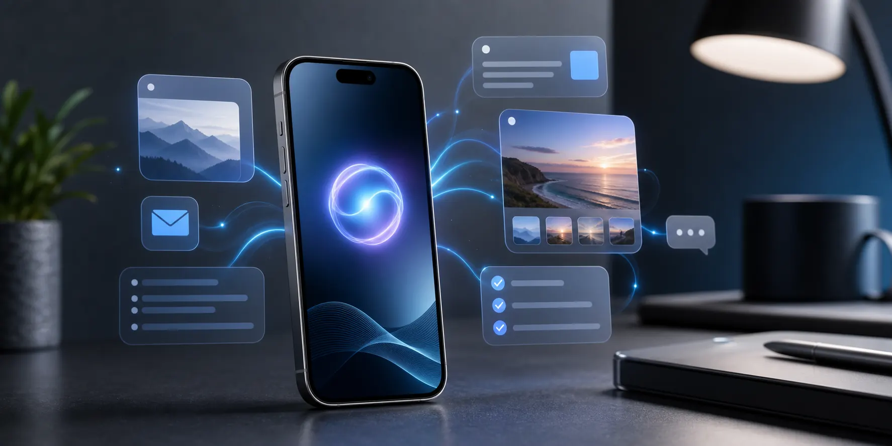 iPhone com iOS 26 e recursos inteligentes do sistema