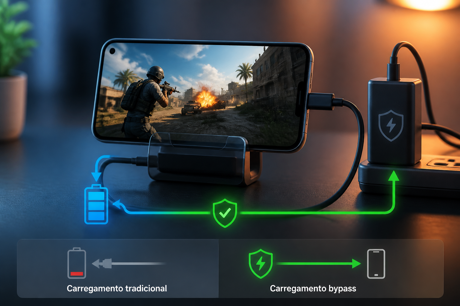 Imagem destacada sobre O que é carregamento bypass e por que ele importa seu celular