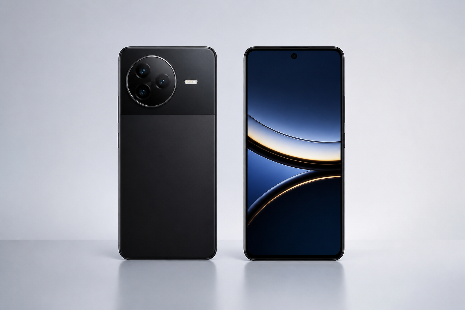 POCO F7 Pro em vista frontal e traseira