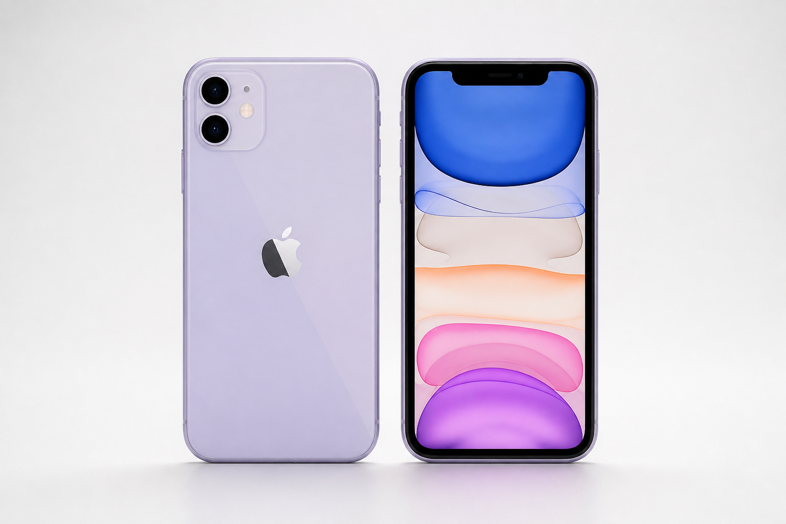 iPhone 11 em vista frontal e traseira
