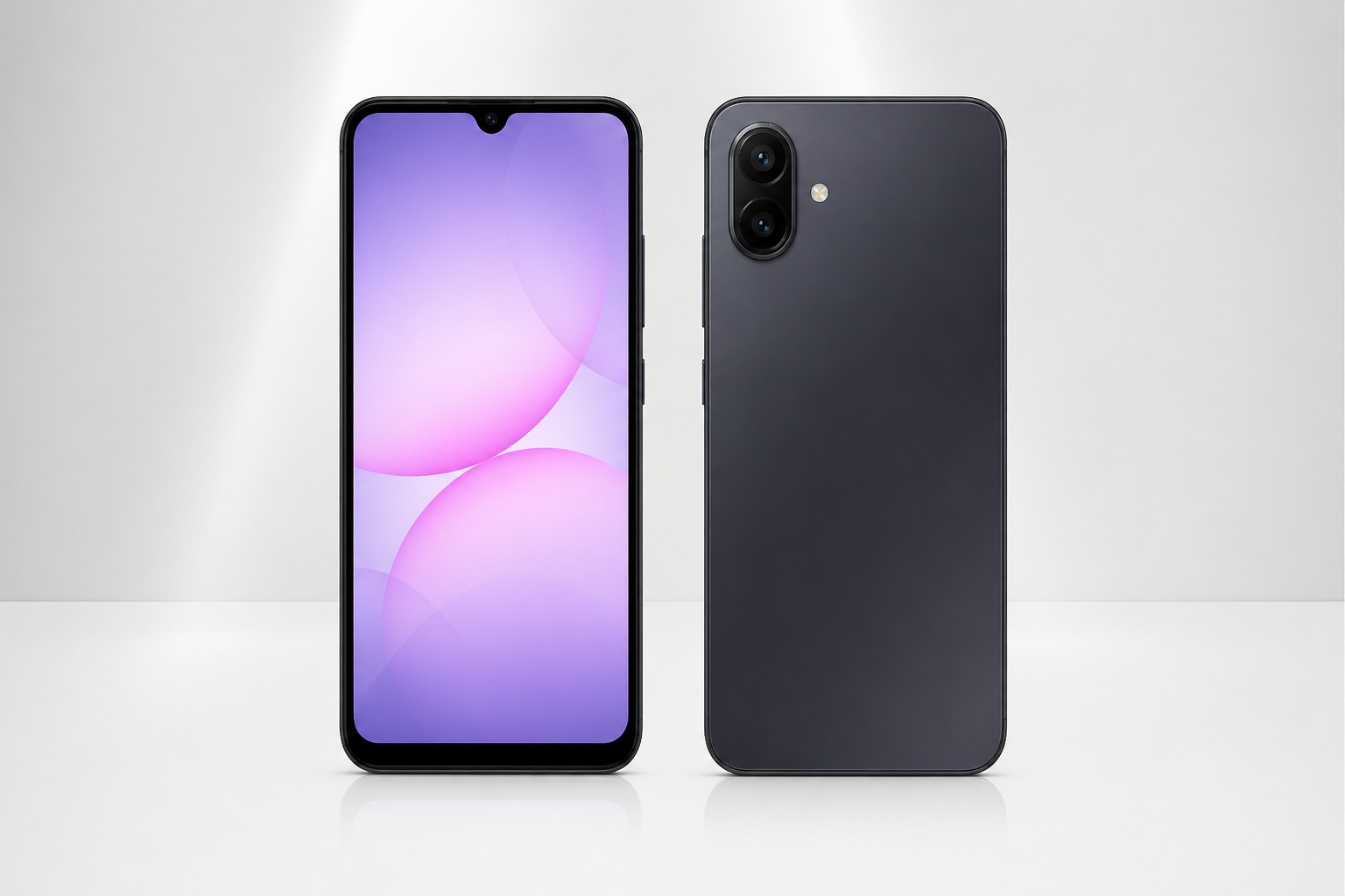 Samsung Galaxy A07 128GB: análise técnica detalhada e completa Samsung Galaxy A07 em vista frontal e traseira