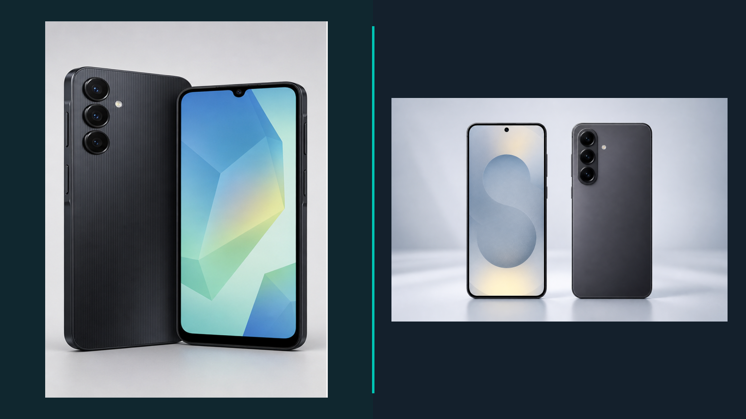 Samsung Galaxy A16 e Samsung Galaxy A26 lado a lado em comparativo