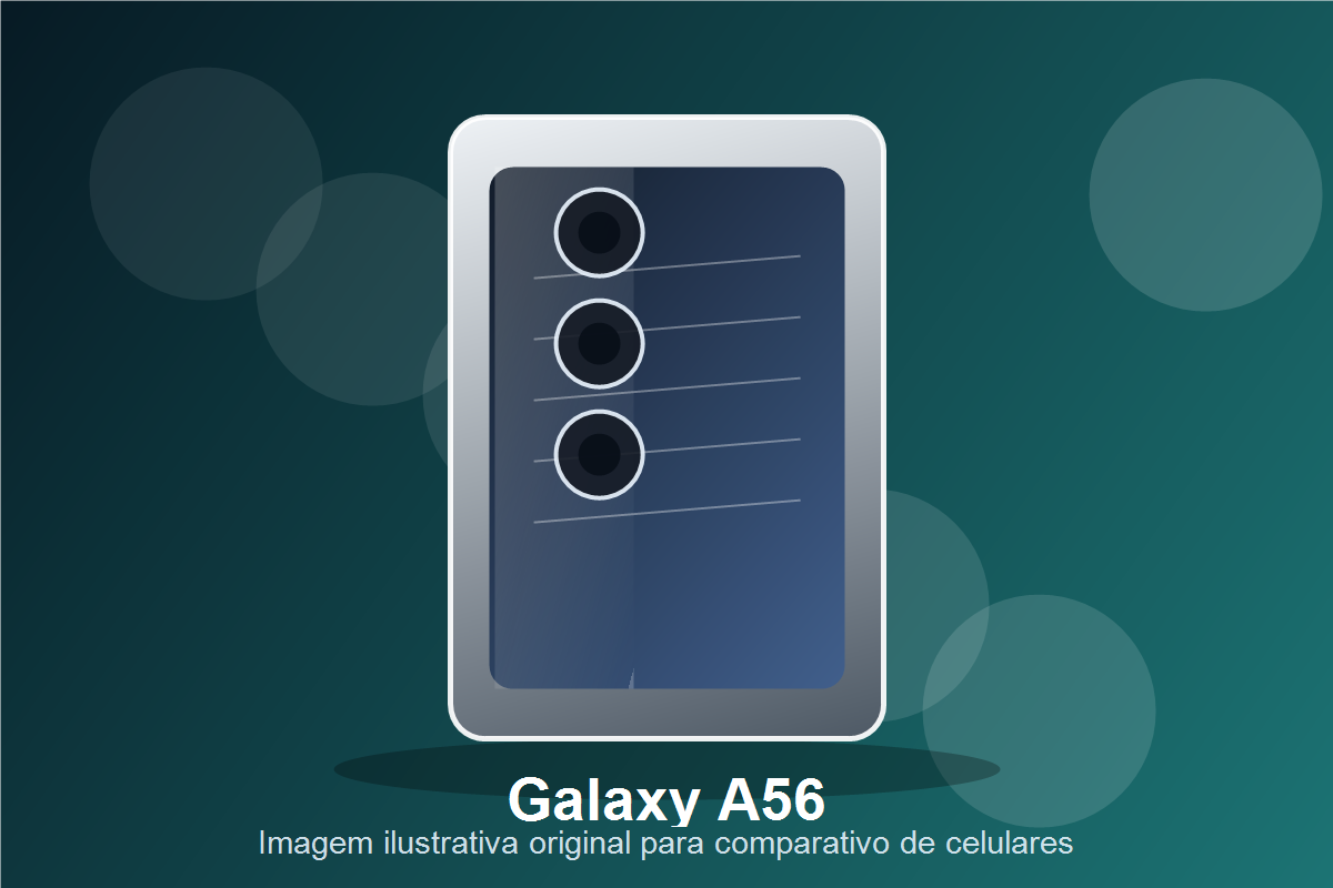 Imagem realista original do Galaxy A56 para comparativo de bateria, tela 120 Hz e custo beneficio