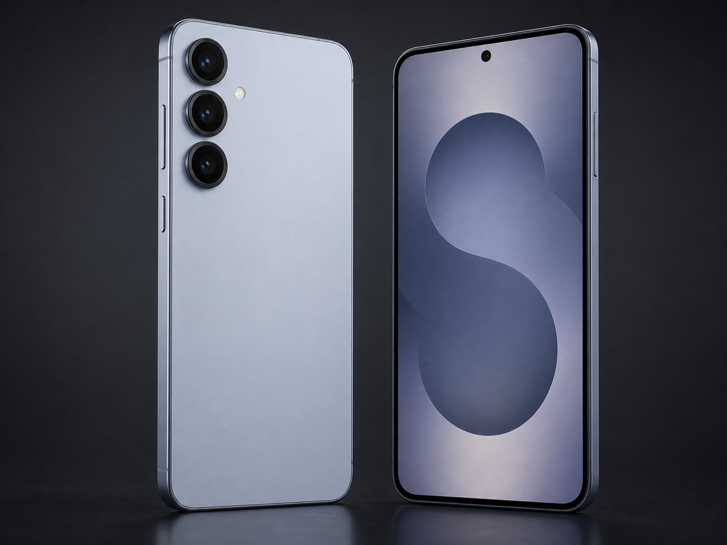 Imagem realista sem logo do Galaxy S25 com camera tripla e tela AMOLED 120 Hz